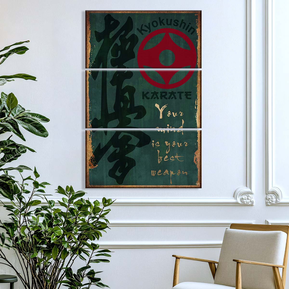 Karate - 3 Piece Wall Art - KA042 - Your Mind Is Your Best Weapon - Kyokushin Karate - Karate Canvas