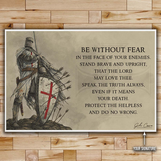 Knight Templar Wall Art - Knight Templar Poster - Knight Templar Canvas - Be Without Fear - KT002 - Horizontal Poster - Horizontal Canvas