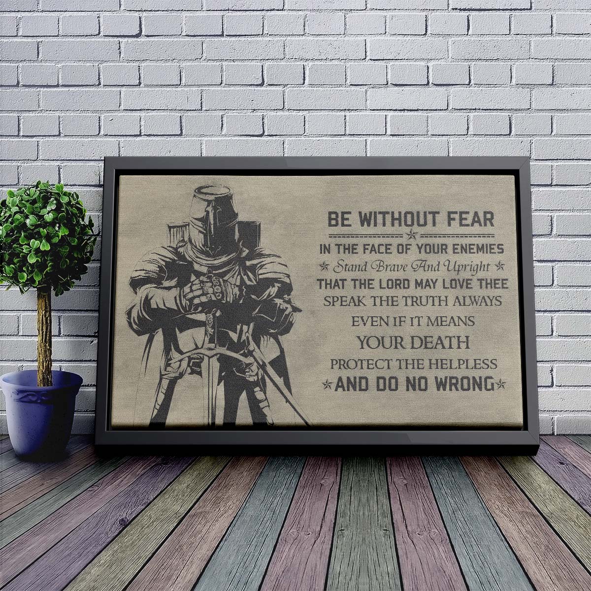 Knight Templar Wall Art - Knight Templar Poster - Knight Templar Canvas - Be Without Fear - KT006 - Horizontal Poster - Horizontal Canvas