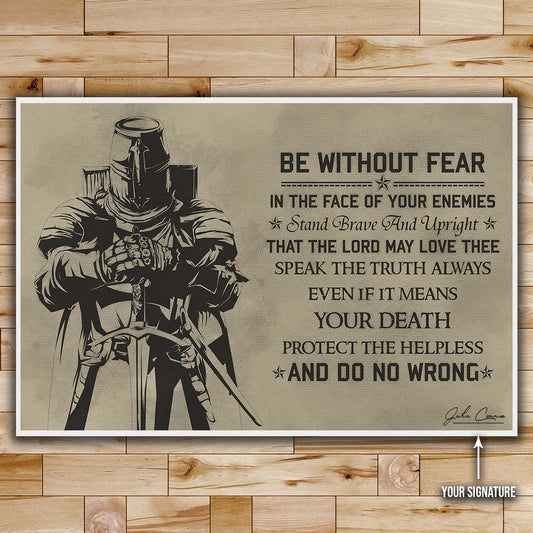 Knight Templar Wall Art - Knight Templar Poster - Knight Templar Canvas - Be Without Fear - KT006 - Horizontal Poster - Horizontal Canvas