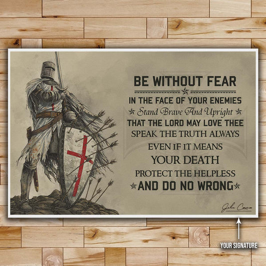 Knight Templar Wall Art - Knight Templar Poster - Knight Templar Canvas - Be Without Fear - KT009 - Horizontal Poster - Horizontal Canvas