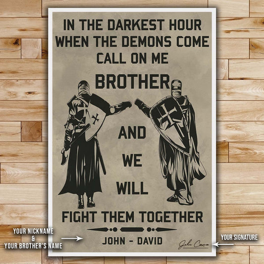 Knight Templar Wall Art - Knight Templar Poster - Knight Templar Canvas - In The Darkest Hour - Call On Me Brother - KT010 - Vertical Poster - Vertical Canvas