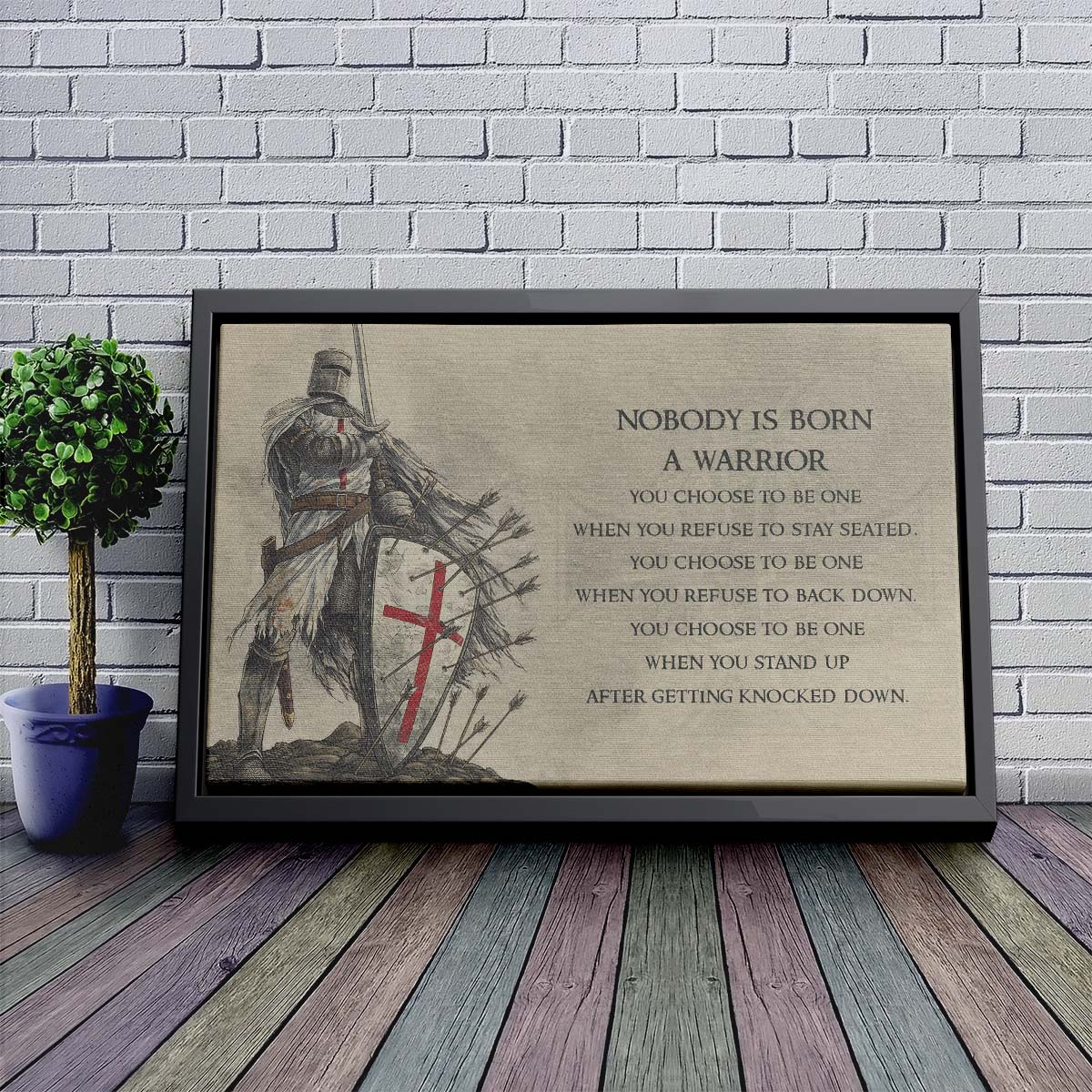 Knight Templar Wall Art - Knight Templar Poster - Knight Templar Canvas - Nobody Is Born A Warrior - KT005 - Horizontal Poster - Horizontal Canvas