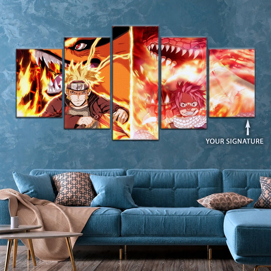 Naruto Canvas Wall Art - NA5025 - Naruto Uzumaki Kurama - Natsu Dragneel Igneel