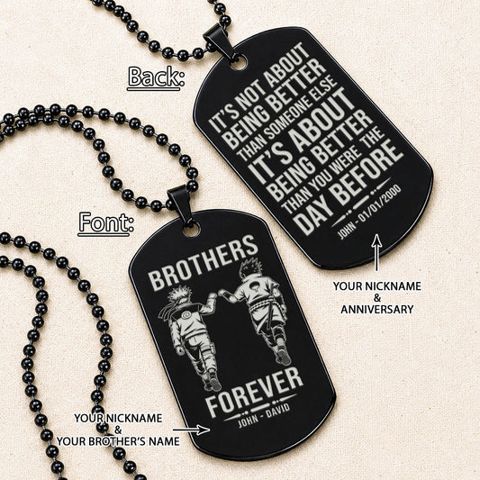 Naruto Engraved Dog Tag Necklace - NAD018 - Naruto Uzumaki - Sasuke Uchiha - Brothers Forever