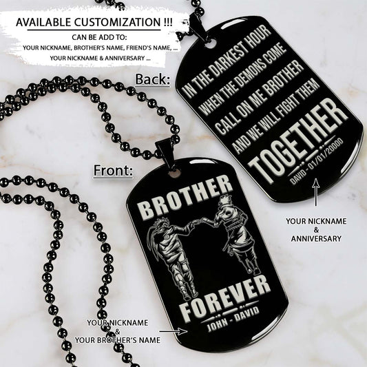 Naruto Dog Tag - Brother Forever - Call On Me Brother - Uzumaki Naruto - Uchiha Sasuke - Naruto Necklace - Engrave Dog Tag