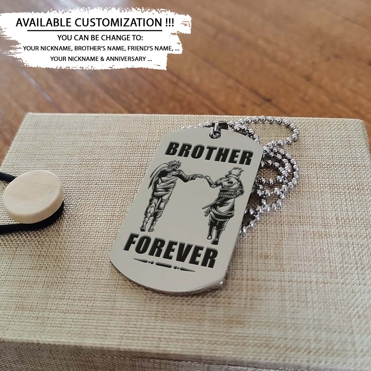 Naruto Dog Tag - Brother Forever - It's About Being Better Than You Were The Day Before - Uzumaki Naruto - Uchiha Sasuke - Naruto Necklace - Engrave Dog Tag