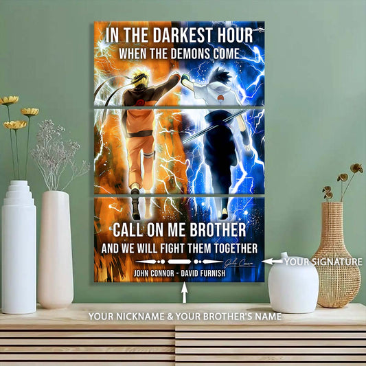 Naruto - 3 Piece Wall Art - NA001 - Call On me Brother - Uzumaki Naruto  - Uchiha Sasuke - Naruto Canvas