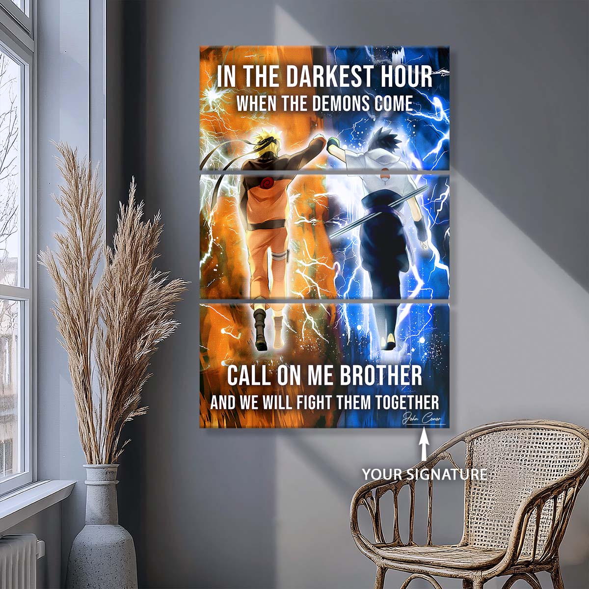 Naruto - 3 Piece Wall Art - NA001 - Call On me Brother - Uzumaki Naruto - Uchiha Sasuke - Naruto Canvas
