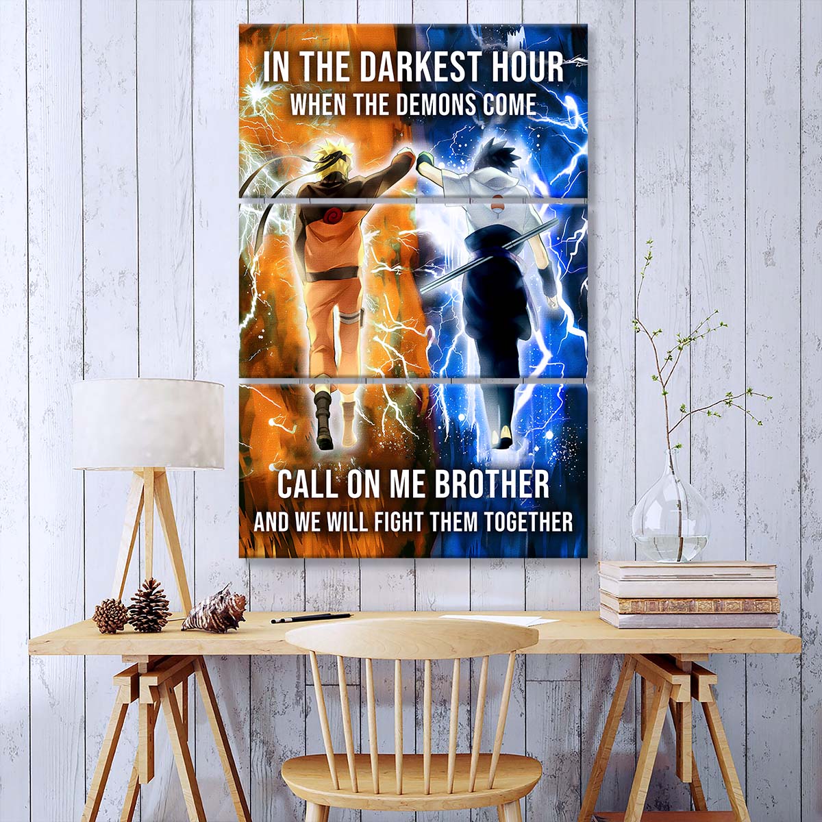 Naruto - 3 Piece Wall Art - NA001 - Call On me Brother - Uzumaki Naruto - Uchiha Sasuke - Naruto Canvas