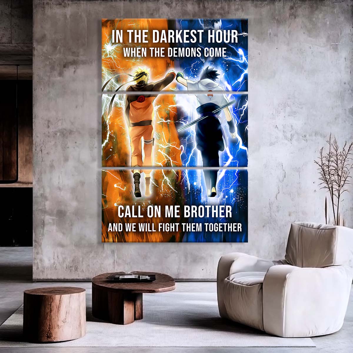 Naruto - 3 Piece Wall Art - NA001 - Call On me Brother - Uzumaki Naruto - Uchiha Sasuke - Naruto Canvas