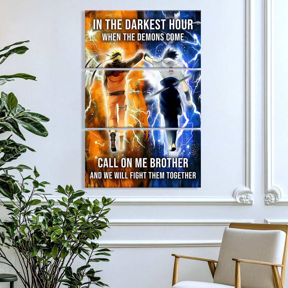 Naruto - 3 Piece Wall Art - NA001 - Call On me Brother - Uzumaki Naruto - Uchiha Sasuke - Naruto Canvas