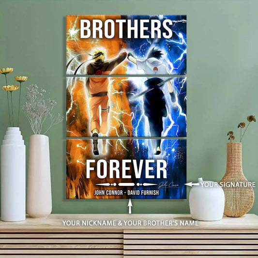 Naruto - 3 Piece Wall Art - NA003 - Brothers Forever - Uzumaki Naruto  - Uchiha Sasuke - Naruto Canvas
