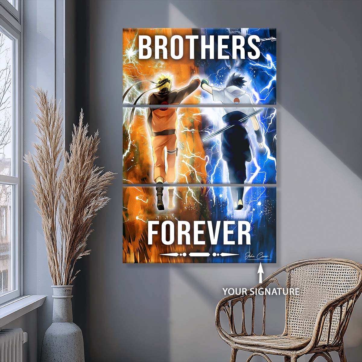 Naruto - 3 Piece Wall Art - NA003 - Brothers Forever - Uzumaki Naruto - Uchiha Sasuke - Naruto Canvas
