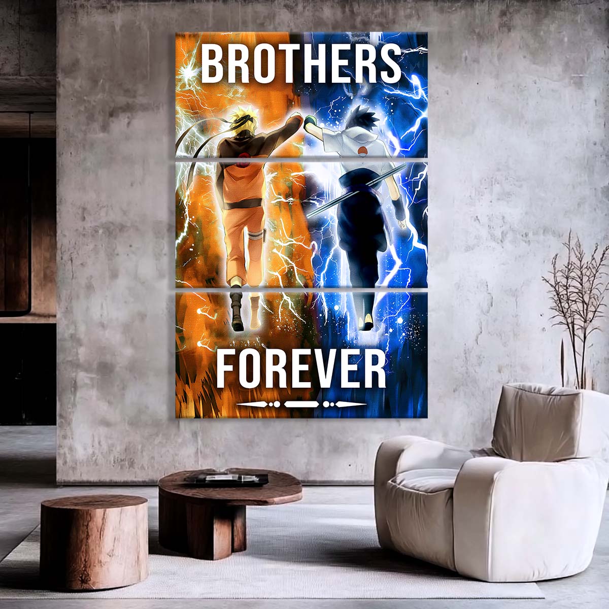 Naruto - 3 Piece Wall Art - NA003 - Brothers Forever - Uzumaki Naruto - Uchiha Sasuke - Naruto Canvas