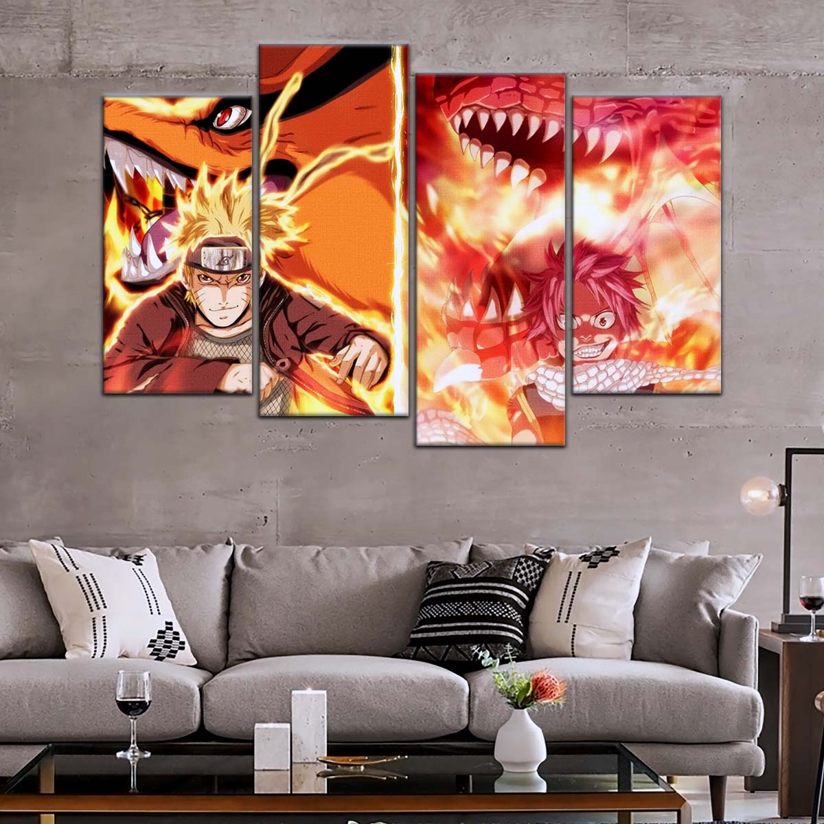 Naruto Wall Art - OP5025 - Naruto Uzumaki - Natsu Dragneel - Kurama - Igneel - Naruto Poster - Naruto Canvas