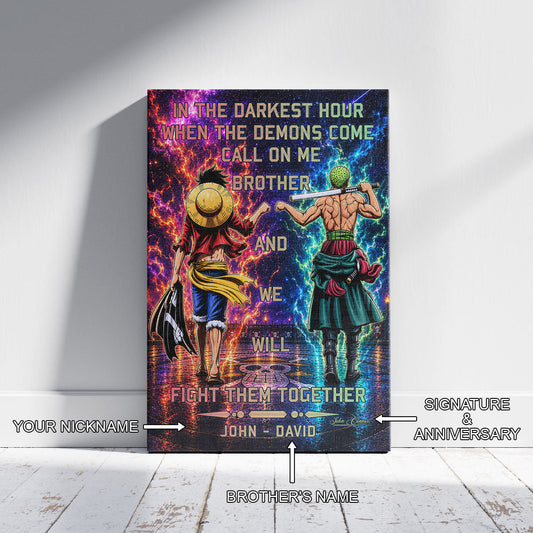One Piece Canvas Wall Art - OP005 - Monkey D. Luffy - Roronoa Zoro - Call On Me Brother