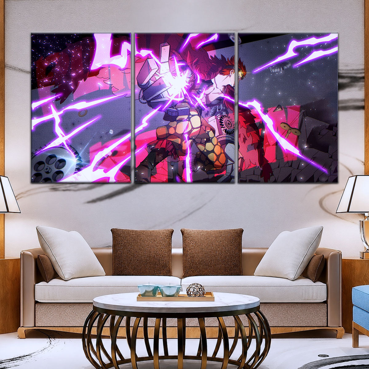 One Piece Canvas Wall Art - Eustass Kid Unleashed 5 Piece Split Panel Anime Poster - Framed Ready to Hang Living Room & Man Cave Decor - OP5030