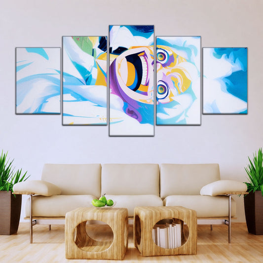 One Piece Canvas Wall Art - Monkey D. Luffy 5 Piece Split Panel Anime Poster - Framed Ready to Hang Living Room & Man Cave Decor - OP5032
