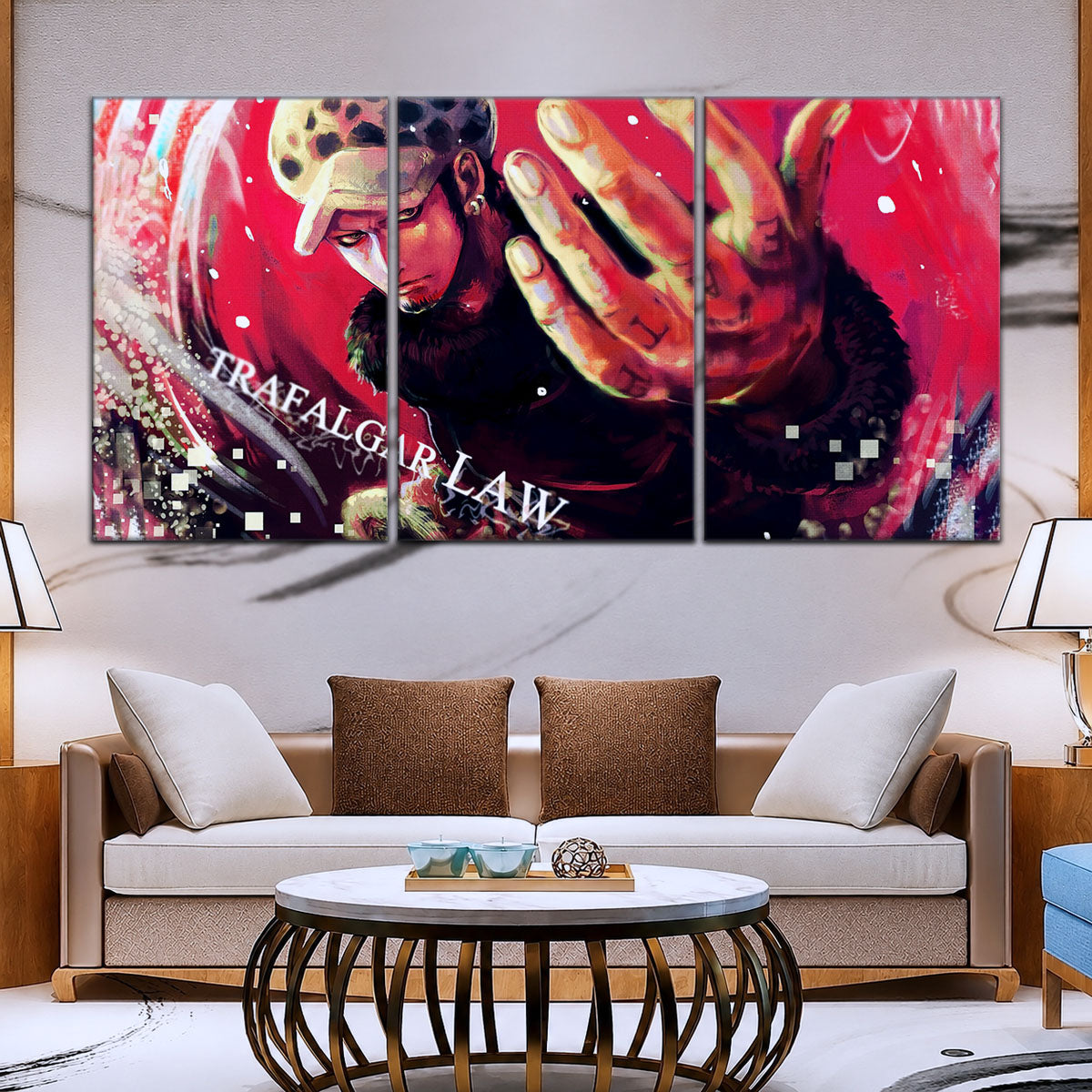 One Piece Canvas Wall Art - Trafalgar Law Room Shambles 5 Piece Split Panel Anime Poster - Framed Ready to Hang Living Room & Man Cave Decor - OP5092