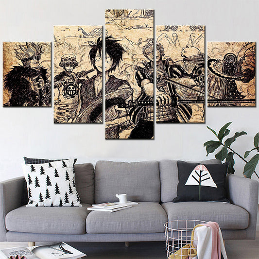 One Piece Canvas Wall Art - OP5104 - Monkey D. Luffy - Roronoa Zoro - Trafalgar Law - Eustass Kid