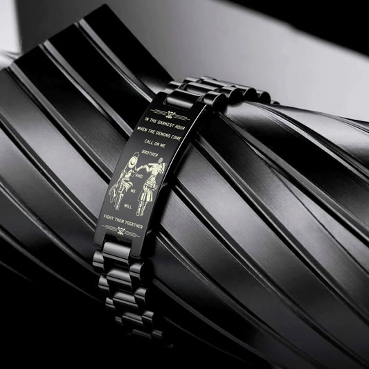 OPB004 - Call On me Brother - Monkey D. Luffy - Roronoa Zoro - One Piece Bracelet - Engrave Black Bracelet