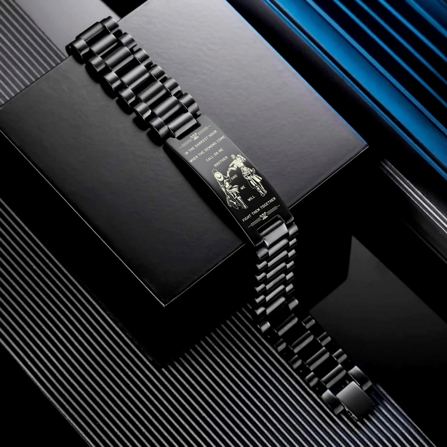 OPB004 - Call On me Brother - Monkey D. Luffy - Roronoa Zoro - One Piece Bracelet - Engrave Black Bracelet