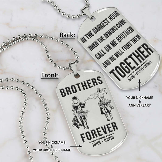 One Piece Dog Tag - Brothers Forever - Call On Me Brother - Monkey D. Luffy - Roronoa Zoro - One Piece Necklace - Engrave Dog Tag