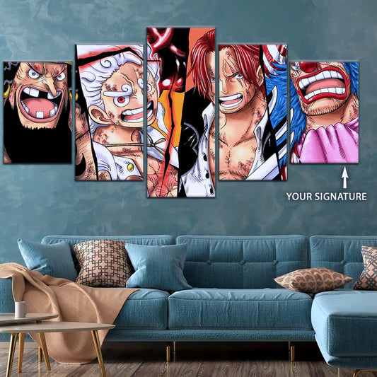One Piece Wall Art - OP5067 - Monkey D. Luffy Gear 5 - Shanks - Buggy & Teach - One Piece Poster - One Piece Canvas
