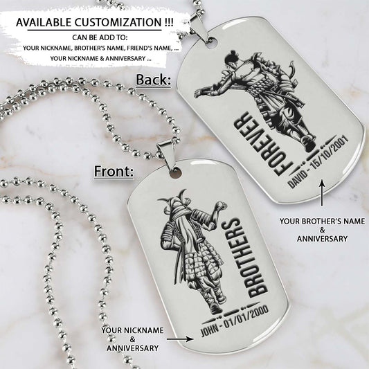 Samurai Dog Tag - Brothers Forever - Bushido - Katana - Ronin - Miyamoto Musashi - Samurai Necklace - Engrave Dog Tag
