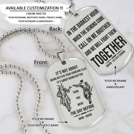 Samurai Dog Tag - Call On Me Brother - It's About Being Better Than You Were The Day Before - Bushido - Katana - Ronin - Miyamoto Musashi - Samurai Necklace - Engrave Dog Tag