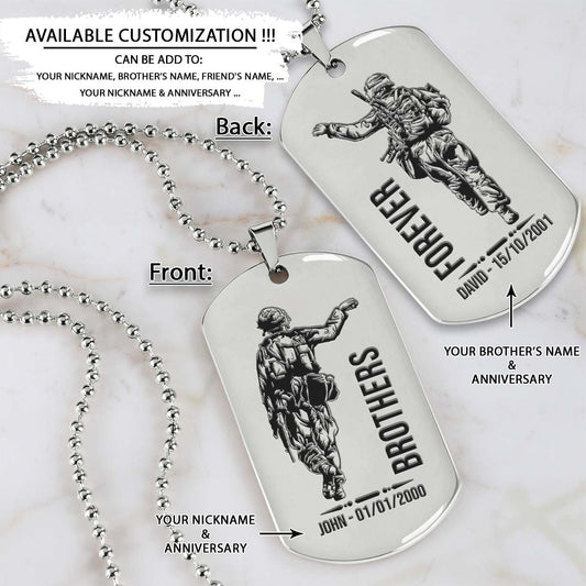 Soldier Dog Tag - Brothers Forever - Army - Navy - Marines - Air Force - Soldier Necklace - Engrave Dog Tag
