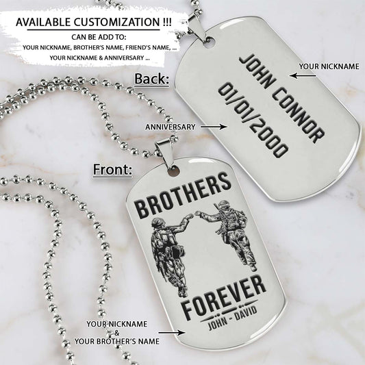 Soldier Dog Tag - Brothers Forever - Army - Navy - Marines - Air Force - Soldier Necklace - Engrave Dog Tag