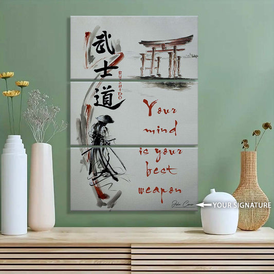 Samurai - 3 Piece Wall Art - SA076 - Your Mind Is Your Best Weapon - Samurai Canvas