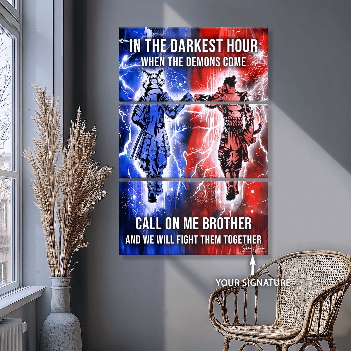 Samurai - 3 Piece Wall Art - SA099 - Call On me Brother - Bushido - Katana - Ronin - Miyamoto Musashi - Samurai Canvas