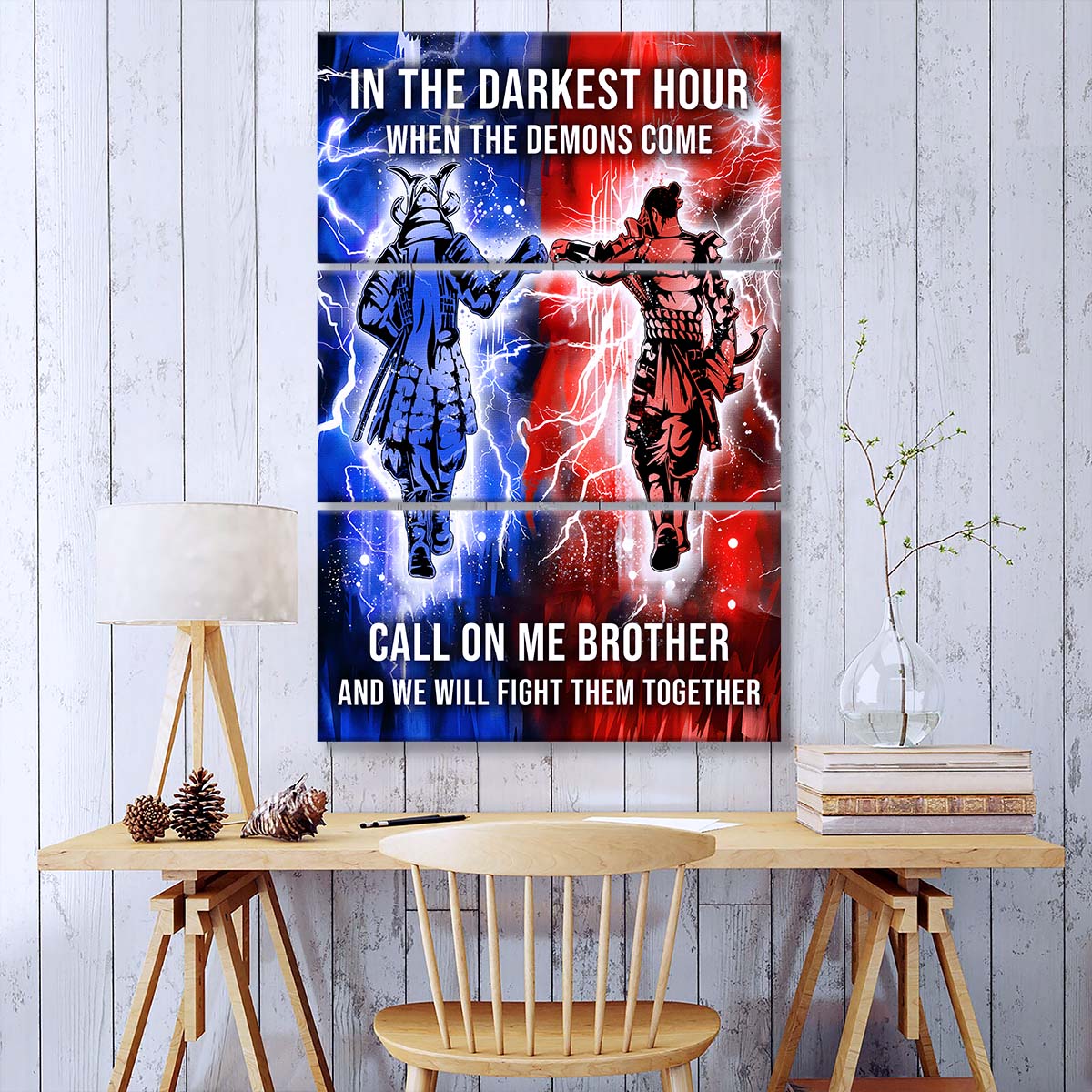 Samurai - 3 Piece Wall Art - SA099 - Call On me Brother - Bushido - Katana - Ronin - Miyamoto Musashi - Samurai Canvas