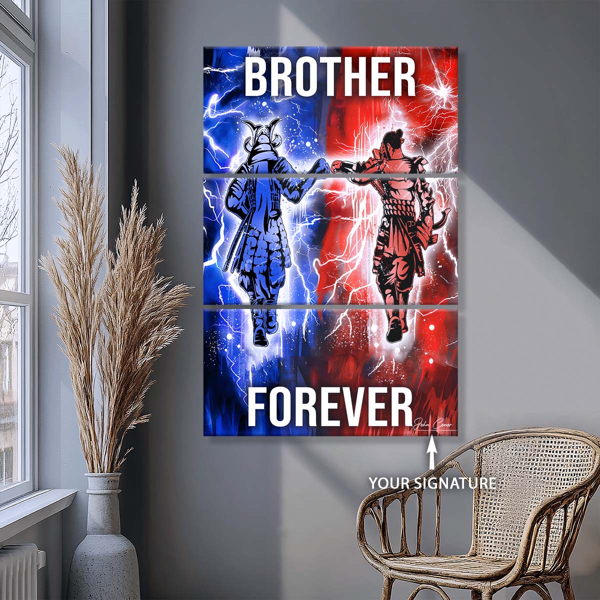 Samurai - 3 Piece Wall Art - SA100 - Brother Forever - Bushido - Katana - Ronin - Miyamoto Musashi - Samurai Canvas