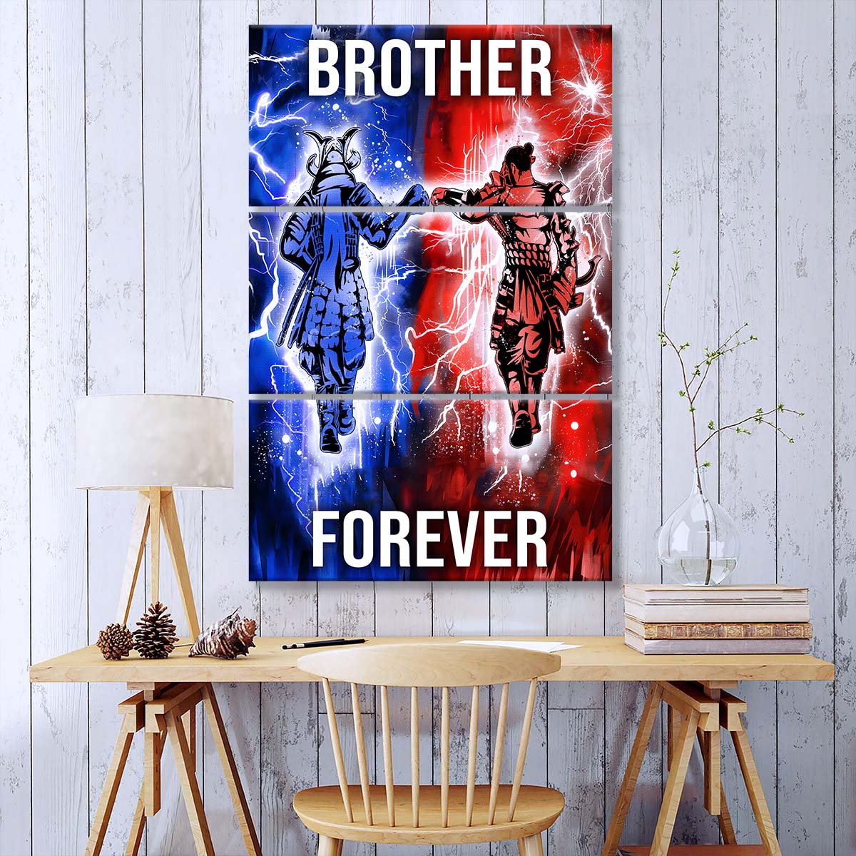 Samurai - 3 Piece Wall Art - SA100 - Brother Forever - Bushido - Katana - Ronin - Miyamoto Musashi - Samurai Canvas