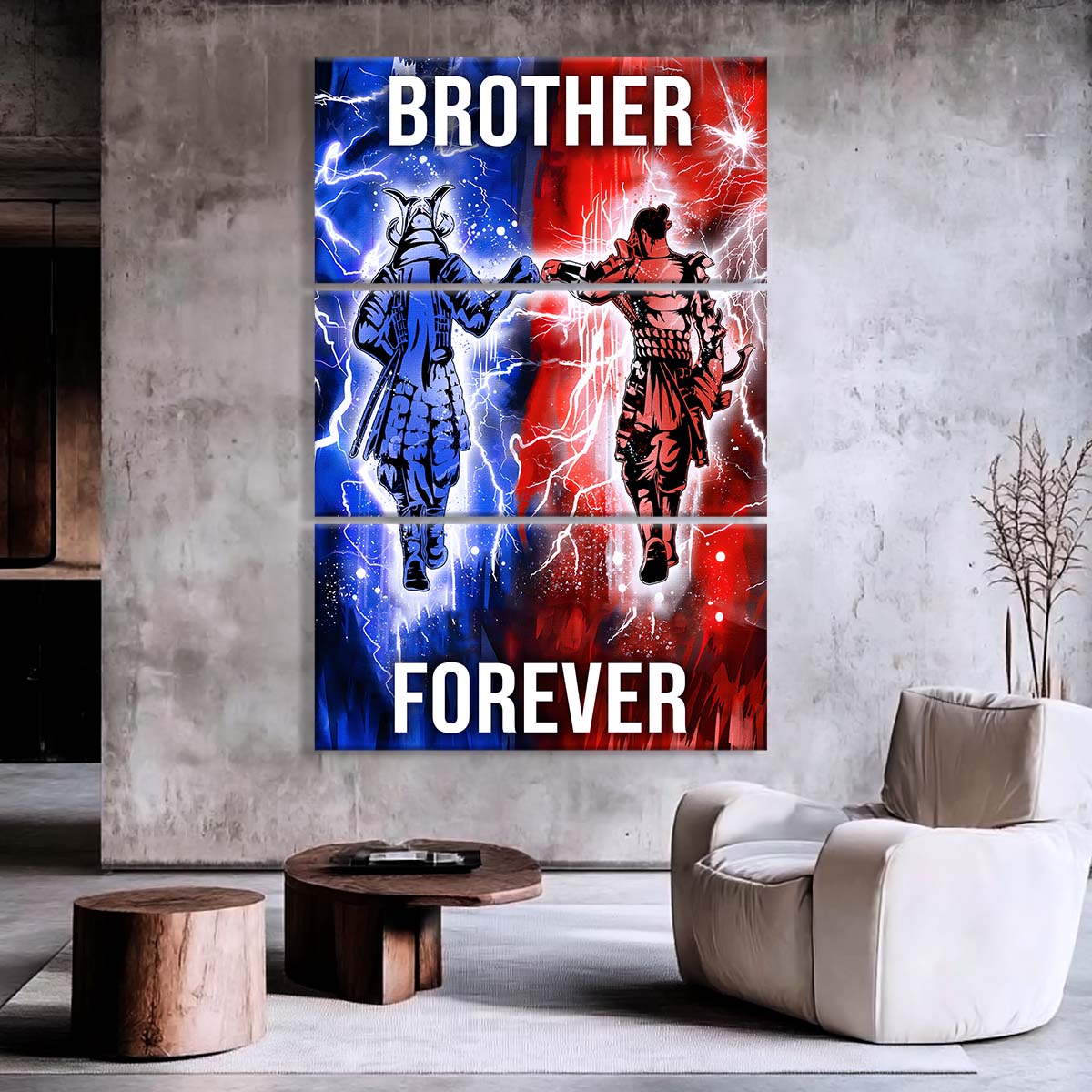 Samurai - 3 Piece Wall Art - SA100 - Brother Forever - Bushido - Katana - Ronin - Miyamoto Musashi - Samurai Canvas