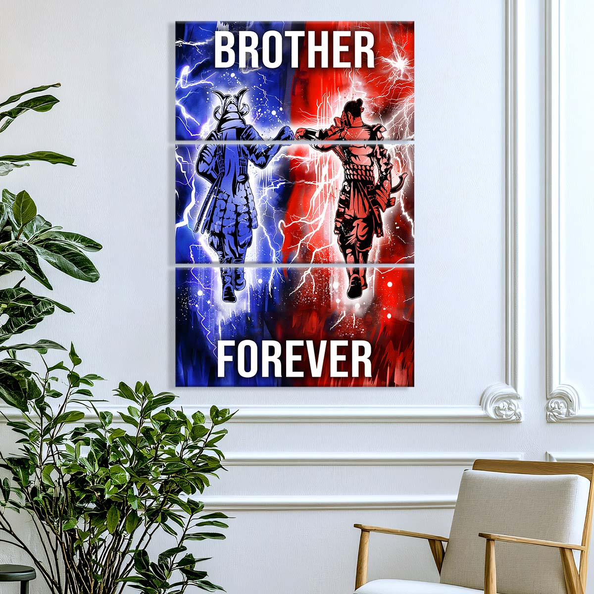 Samurai - 3 Piece Wall Art - SA100 - Brother Forever - Bushido - Katana - Ronin - Miyamoto Musashi - Samurai Canvas