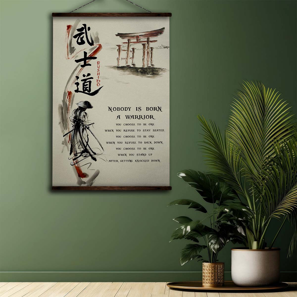 Samurai Wall Art - Samurai Poster - Samurai Canvas - Nobody Is Born A Warrior - SA078 - Vertical Poster - Vertical Canvas