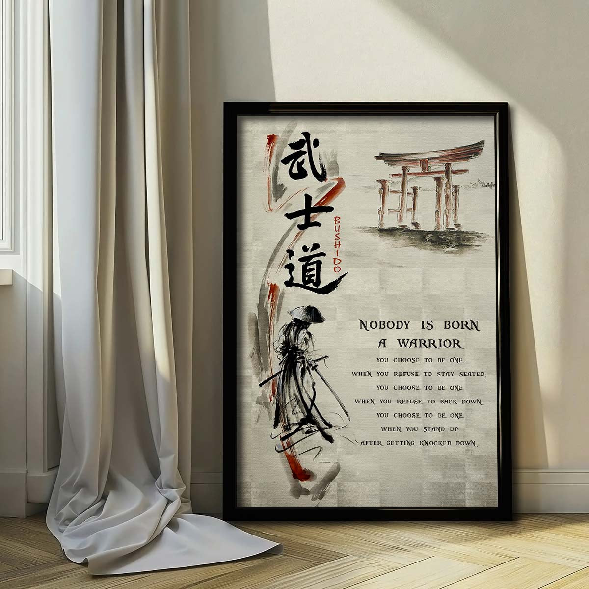 Samurai Wall Art - Samurai Poster - Samurai Canvas - Nobody Is Born A Warrior - SA078 - Vertical Poster - Vertical Canvas