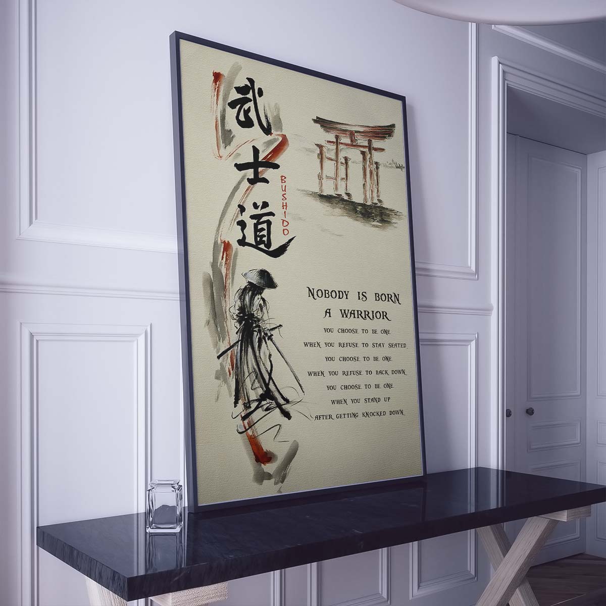 Samurai Wall Art - Samurai Poster - Samurai Canvas - Nobody Is Born A Warrior - SA078 - Vertical Poster - Vertical Canvas