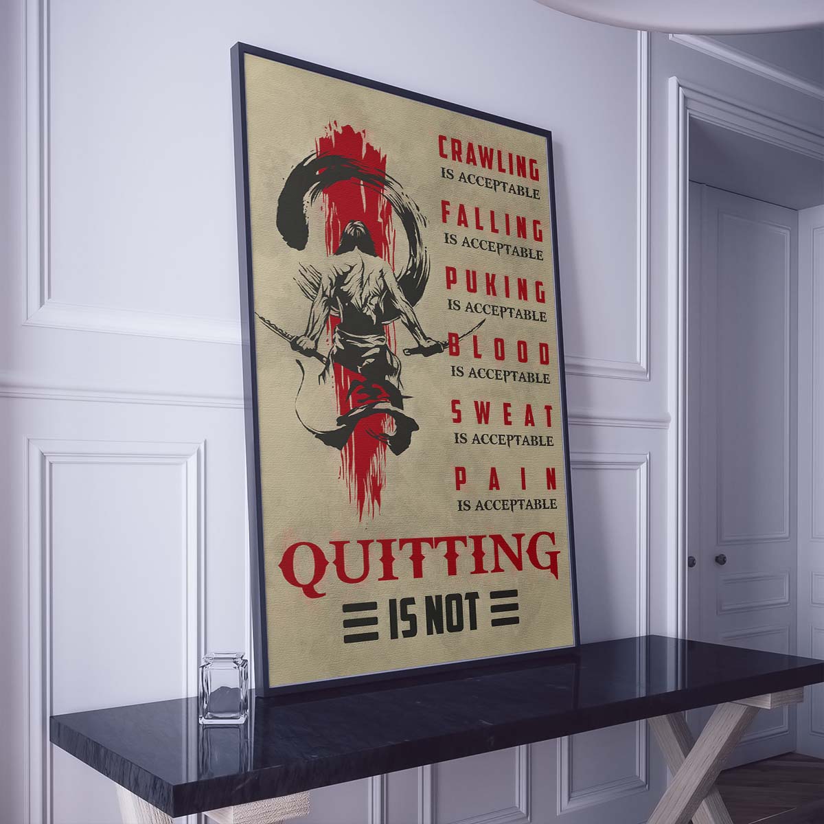 Samurai Wall Art - Samurai Poster - Samurai Canvas - Quitting Is Not - SA083 - Vertical Poster - Vertical Canvas