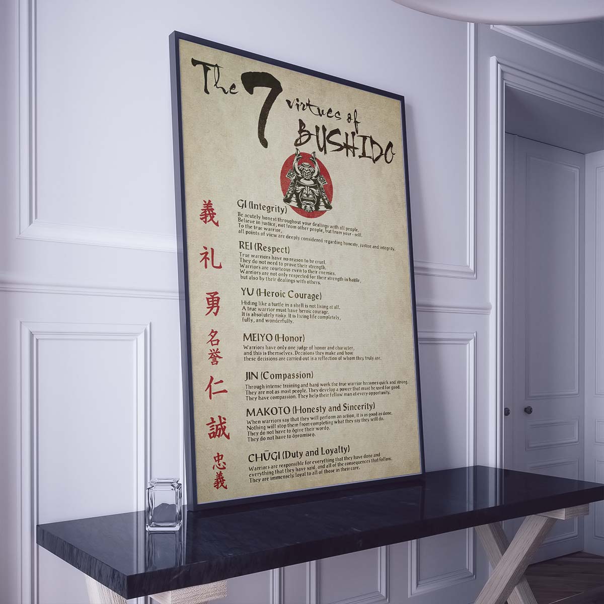 Samurai Wall Art - Samurai Poster - Samurai Canvas - The Seven Virtues Of Bushido - SA036 - Vertical Poster - Vertical Canvas