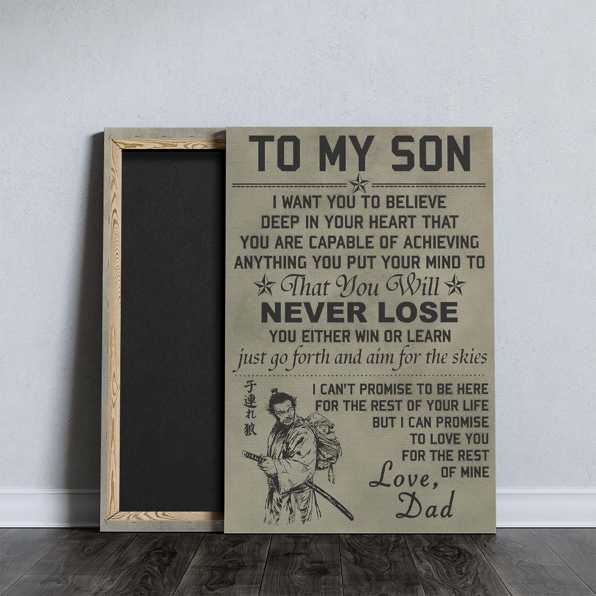 Samurai Wall Art - Samurai Poster - Samurai Canvas - To My Son - SA039 - Vertical Poster - Vertical Canvas