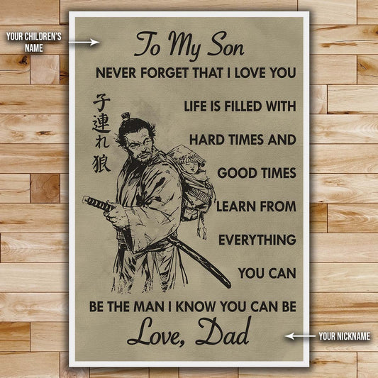 Samurai Wall Art - Samurai Poster - Samurai Canvas - To My Son - SA058 - Vertical Poster - Vertical Canvas
