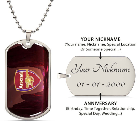 Soccer Dog Tag Necklace - SCD015 - Arsenal FC - Military Ball Chain