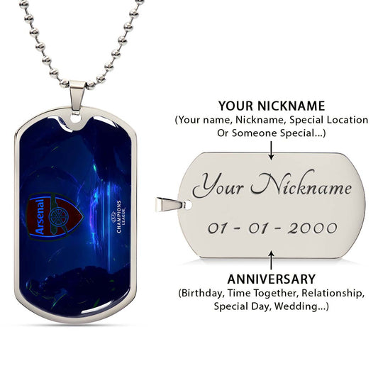 Soccer Dog Tag Necklace - SCD017 - Arsenal FC - UEFA Champions League - Military Ball Chain