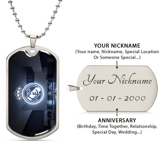 Soccer Dog Tag Necklace - SCD030 - In The House Real Madrid C.F - UEFA Champions League - Military Ball Chain